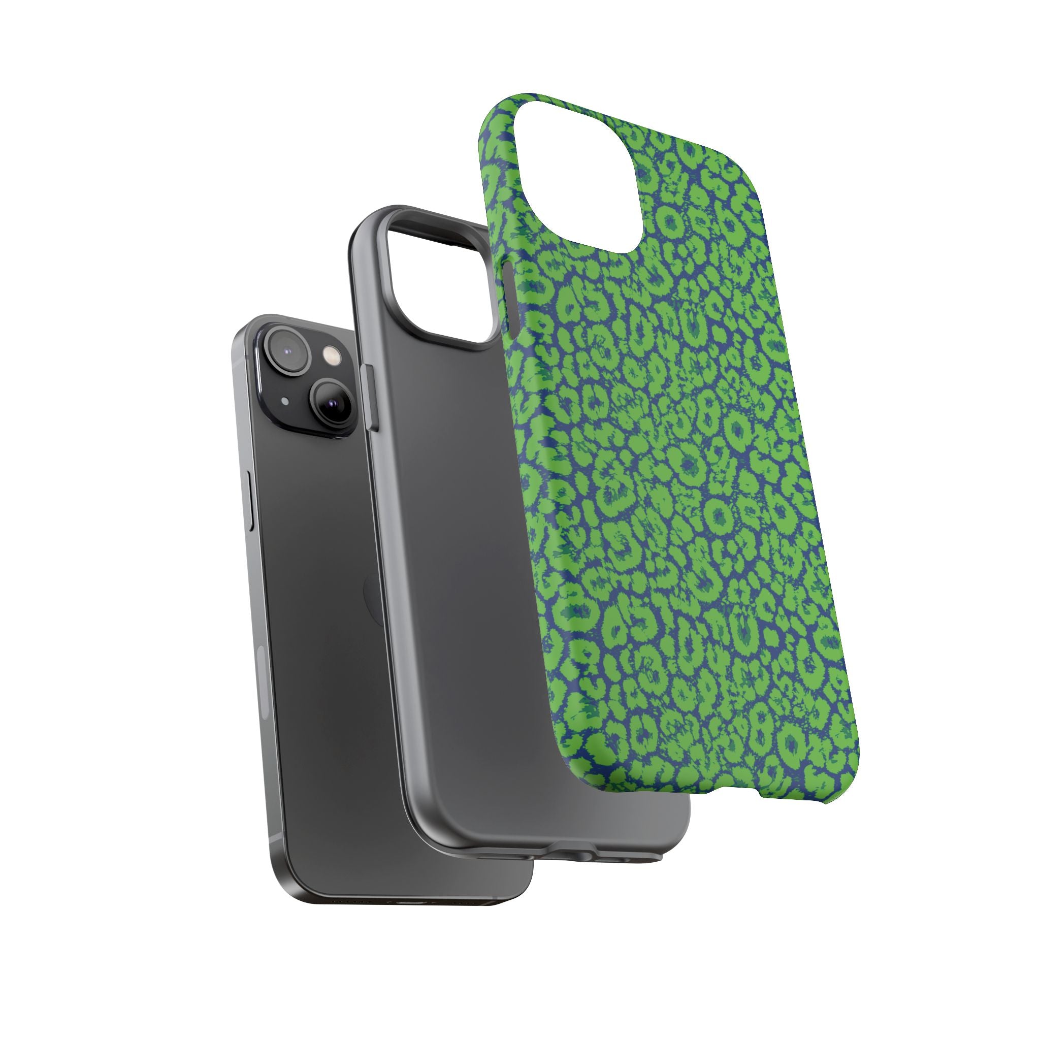 Blue Neon Green  Leopard Tough Phone Case for iPhone, Galaxy, or Google Pixel