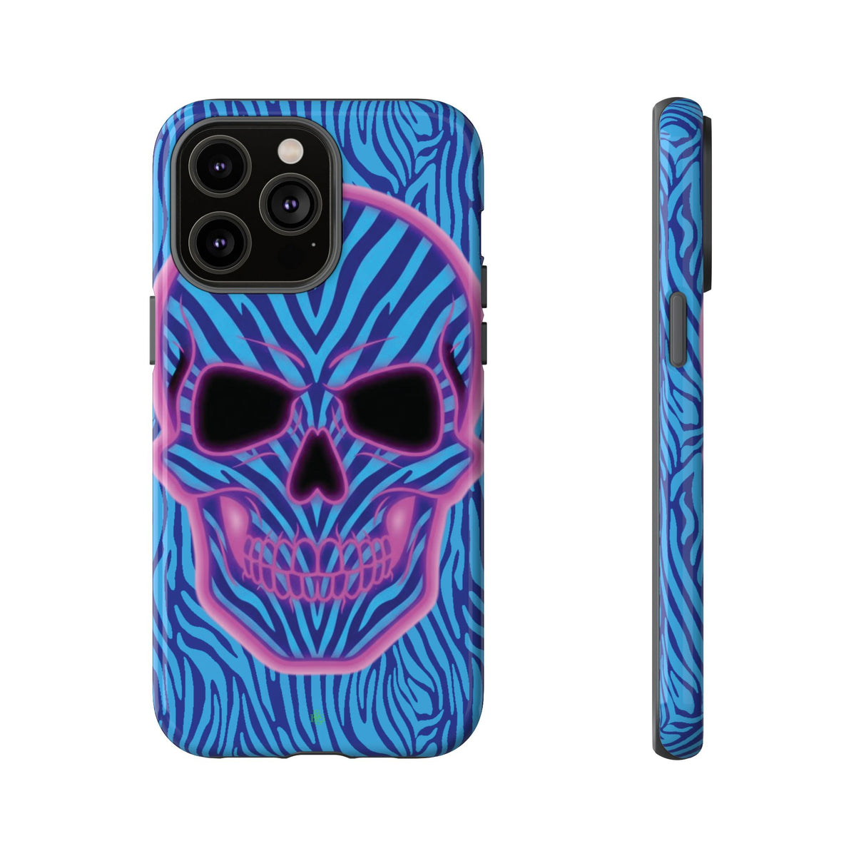 Neon Zebra Skull Tough Phone Case for iPhone, Galaxy, or Google Pixel