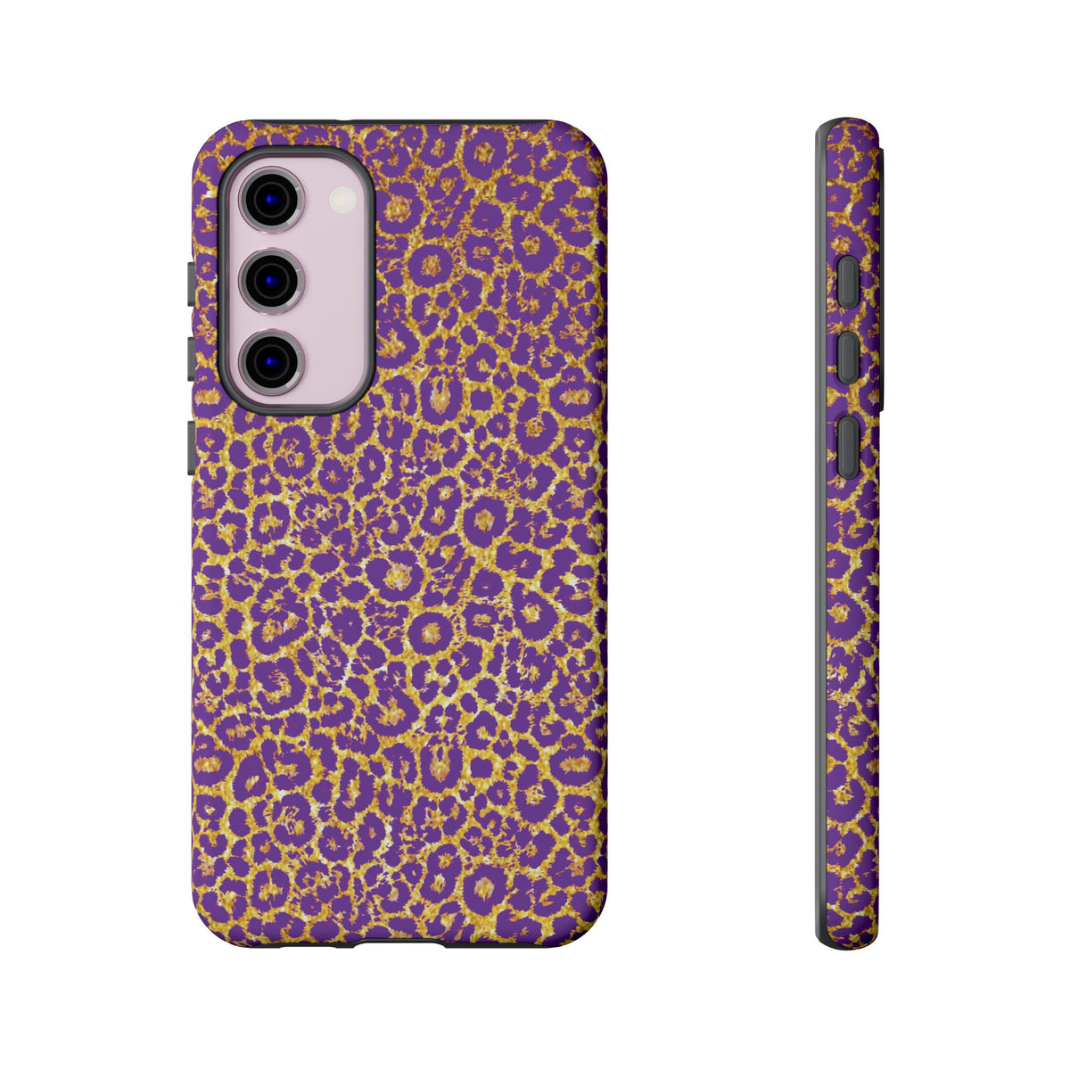 Purple Gold Leopard Tough Phone Case for iPhone, Galaxy, or Google Pixel