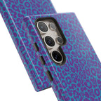Leopard Printed Purple Blue Tough Phone Case for iPhone, Galaxy, or Google Pixel