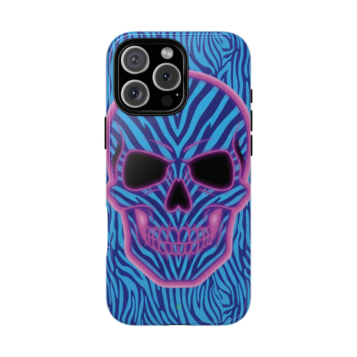 Neon Zebra Skull Tough Phone Case for iPhone, Galaxy, or Google Pixel