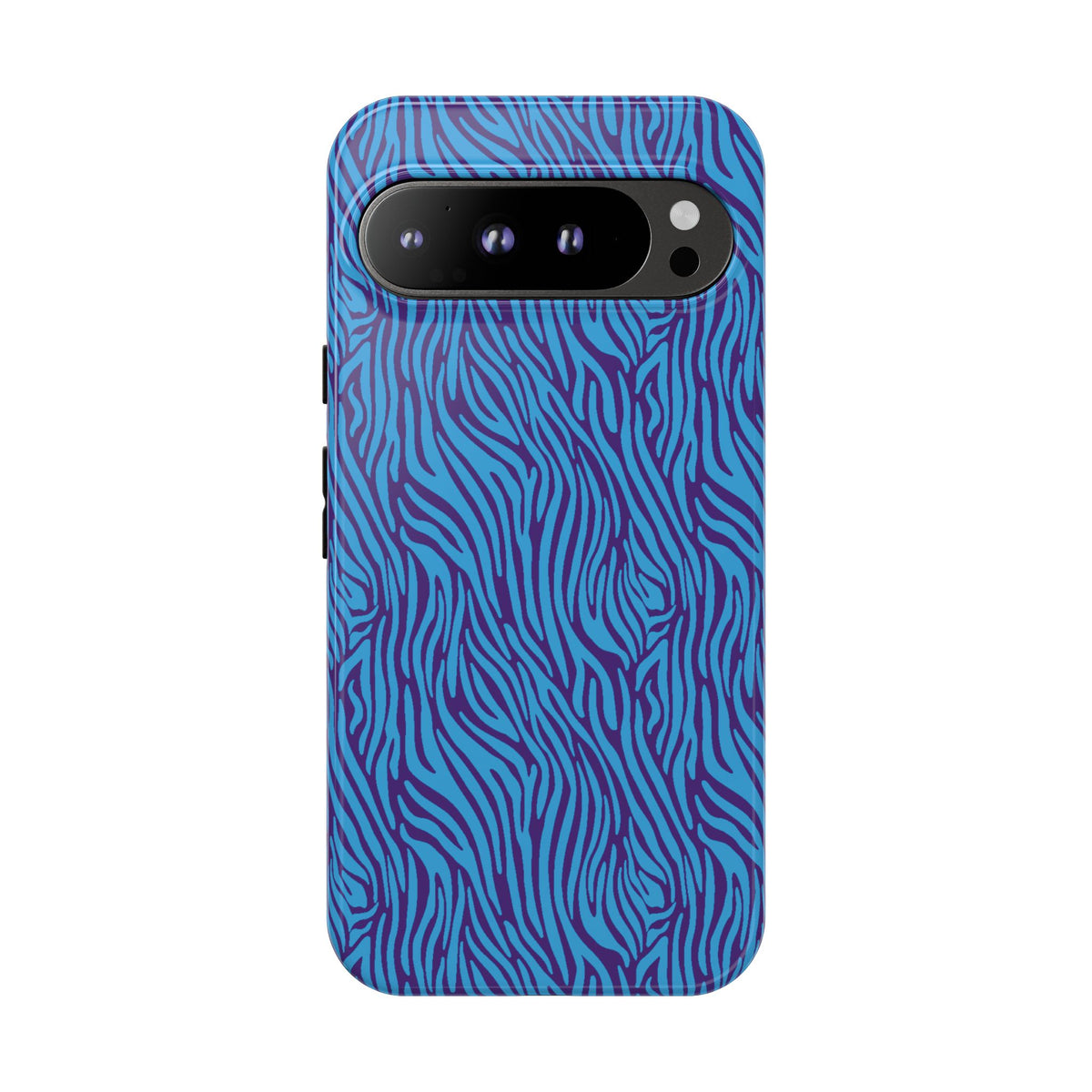 Zebra Print Blue and Purple Tough Case for iPhone, Galaxy or Google Pixel