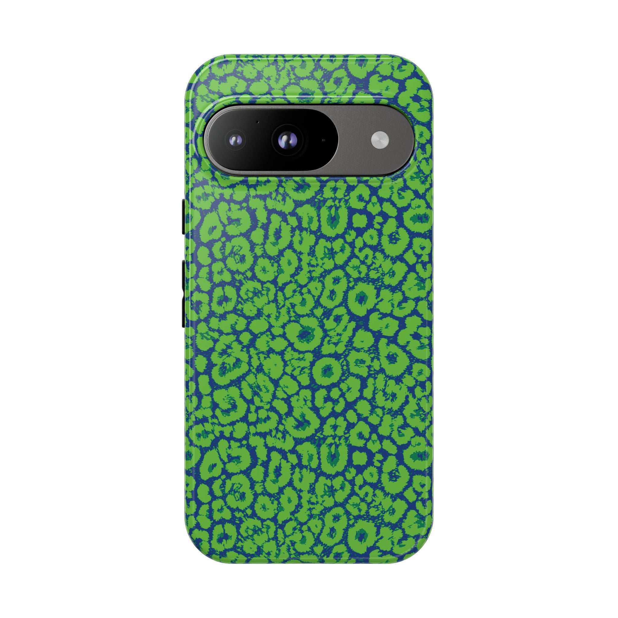 Blue Neon Green  Leopard Tough Phone Case for iPhone, Galaxy, or Google Pixel