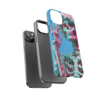 Neon Pink Skeleton Blue Tough Phone Case for iPhone, Galaxy or Google Pixel