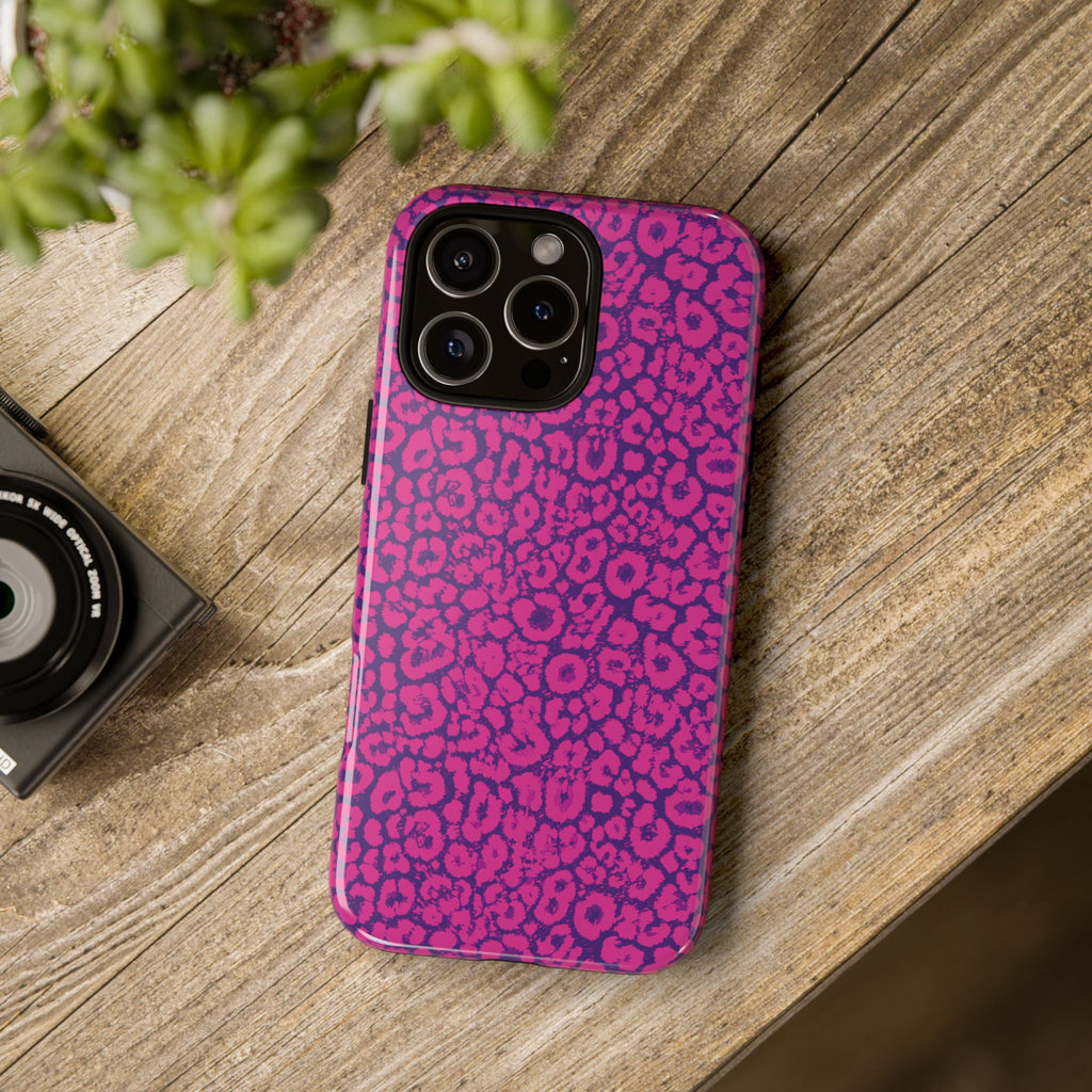 Pink Purple Leopard Tough Phone Case iPhone, Galaxy and Google Pixel