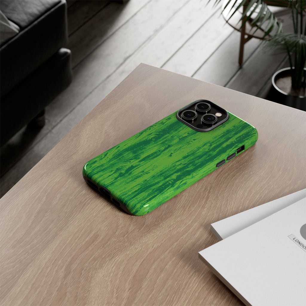 Neon Green Wood Tough Phone Case iPhone, Galaxy, or Google Pixel