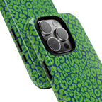 Blue Neon Green  Leopard Tough Phone Case for iPhone, Galaxy, or Google Pixel