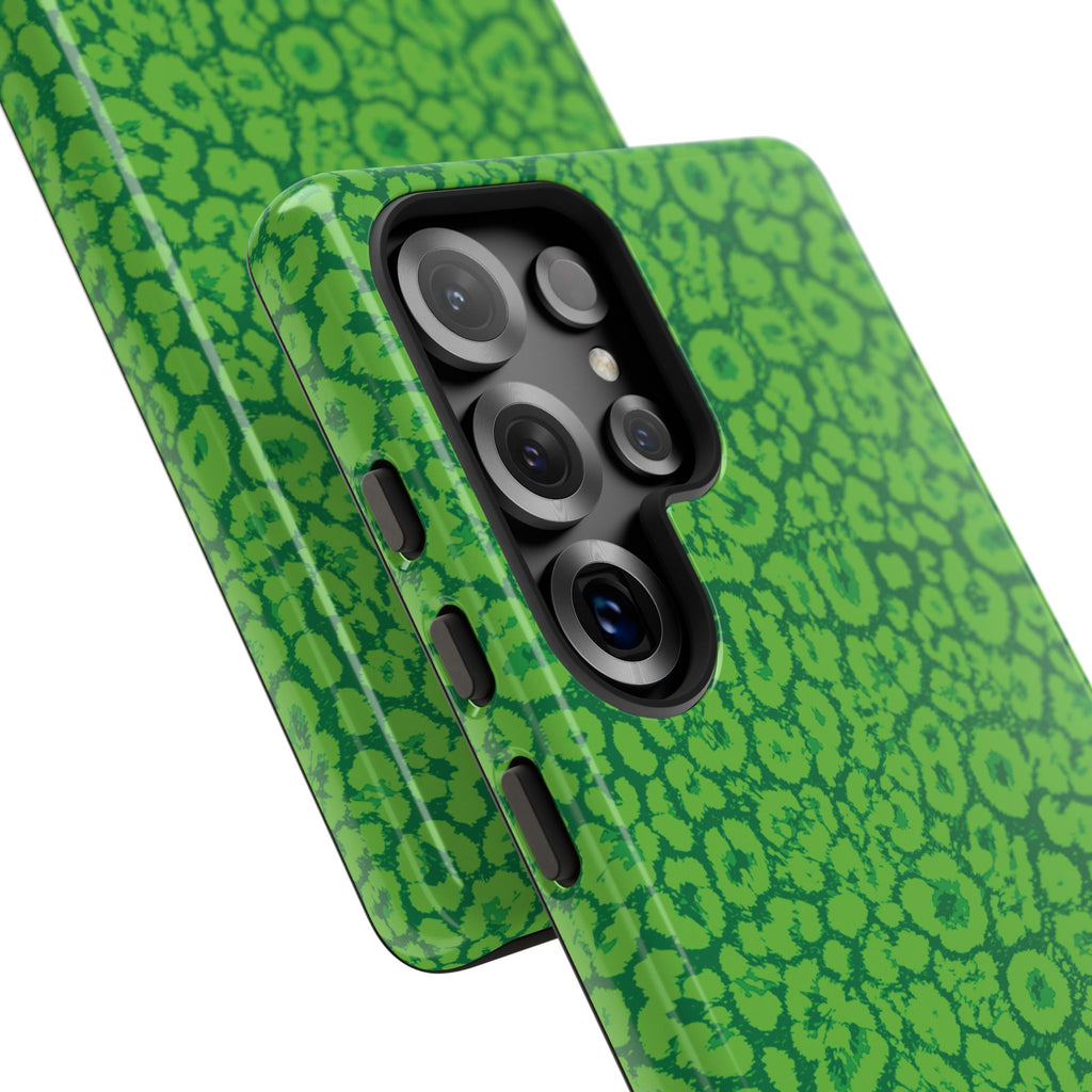 Neon Green Leopard Tough Phone Case for iPhone, Galaxy, or Google Pixel