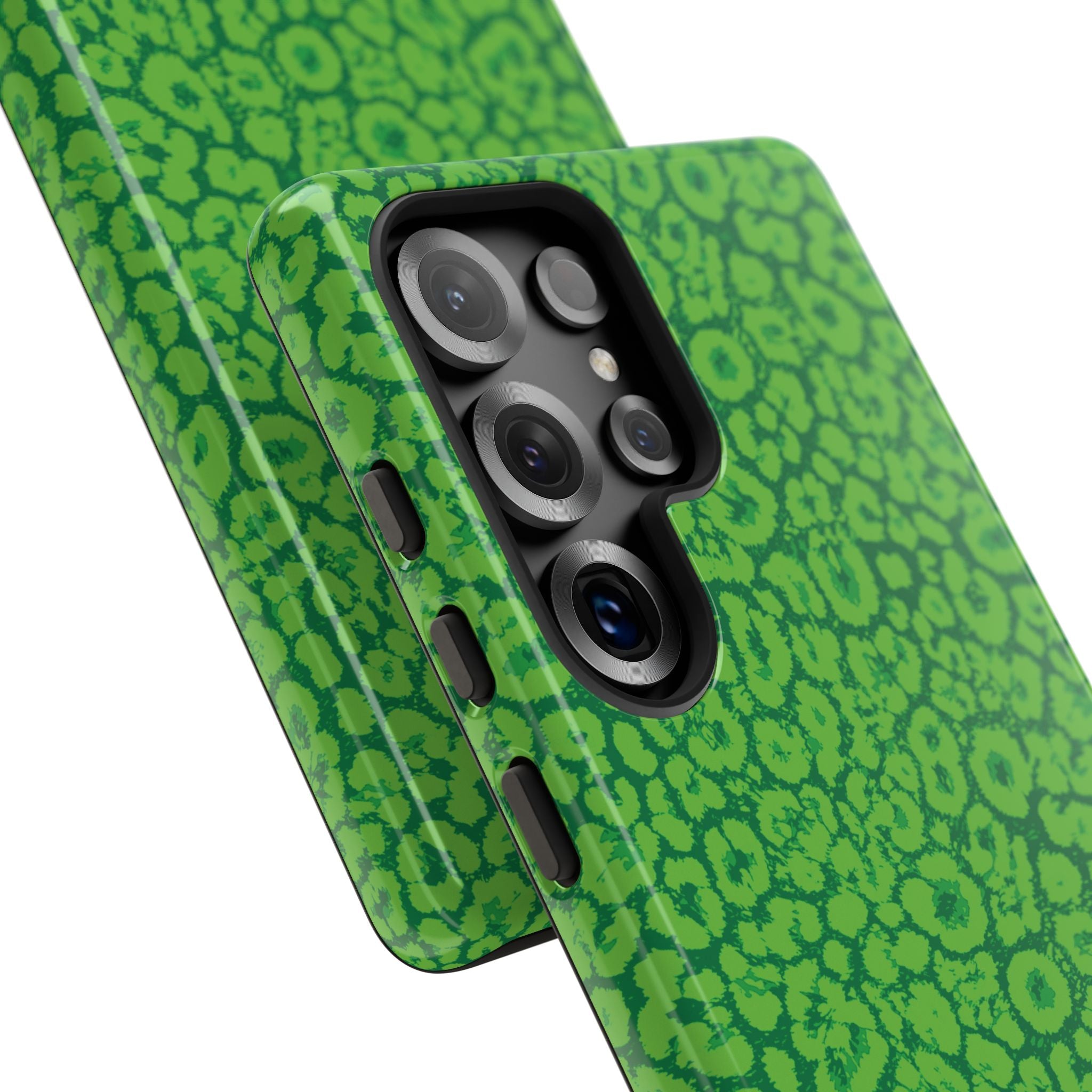 Neon Green Leopard Tough Phone Case for iPhone, Galaxy, or Google Pixel