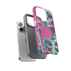 Neon Pink Skeleton Tough Phone Case for iPhone, Galaxy and Google Pixel