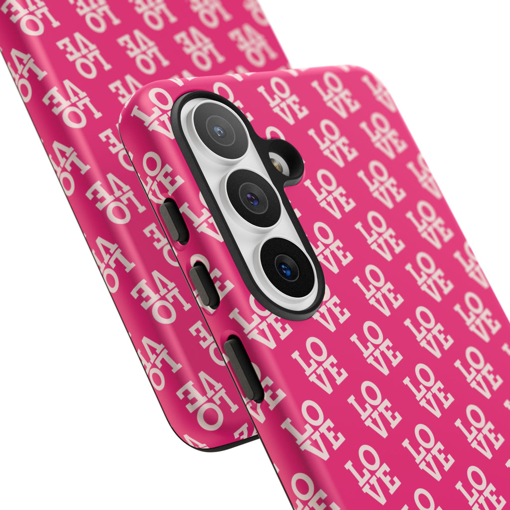 Vibrant Pink LOVE Tough Case iPhone, Galaxy, or Google Pixel