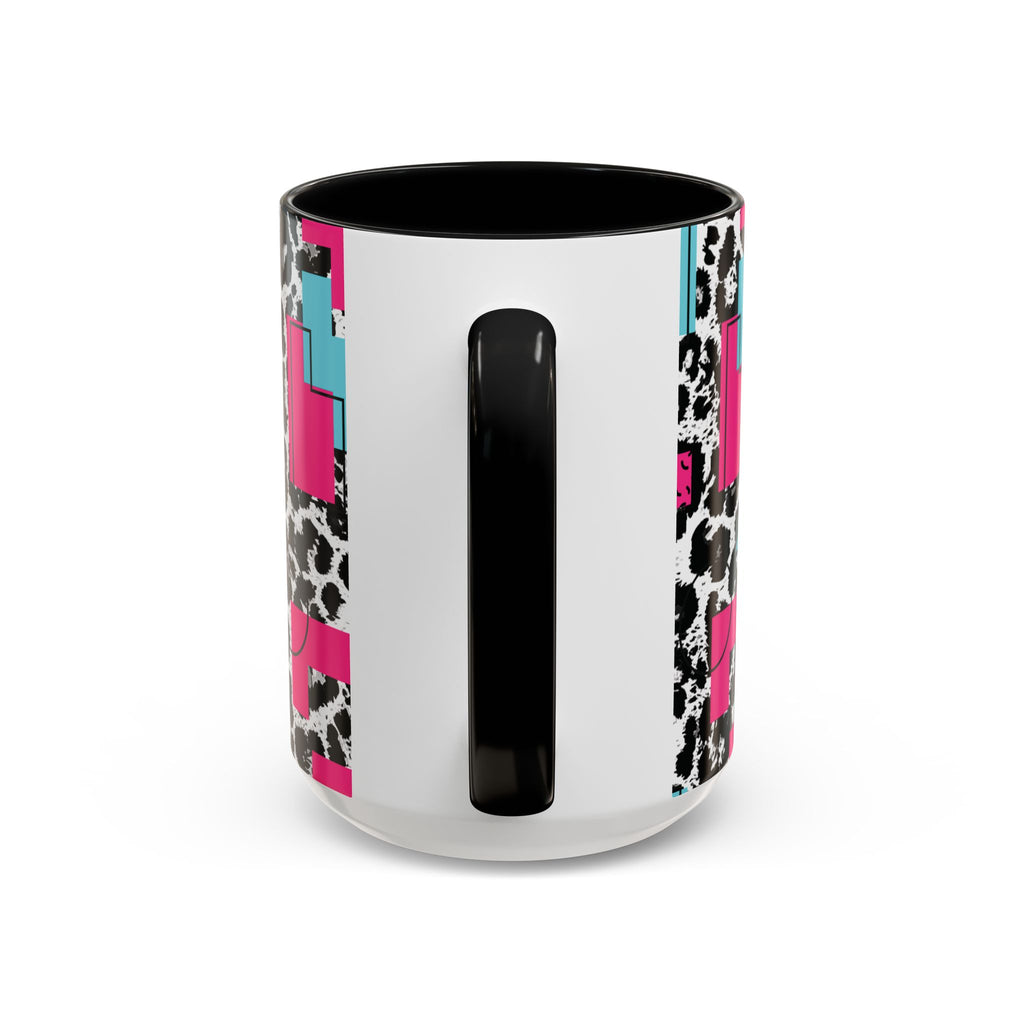 Retro Vibes Love Blocks Leopard Print Coffee Mug Kitchen Decor, Gift