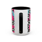 Retro Vibes Love Blocks Leopard Print Coffee Mug Kitchen Decor, Gift