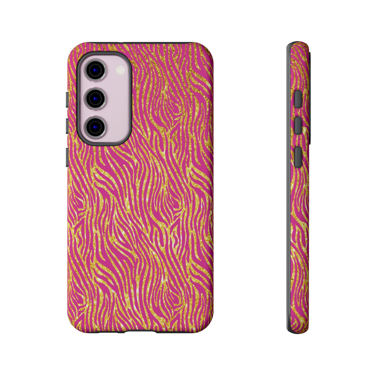 Pink Gold Zebra Print Tough Case for iPhone, Galaxy, or Google Pixel