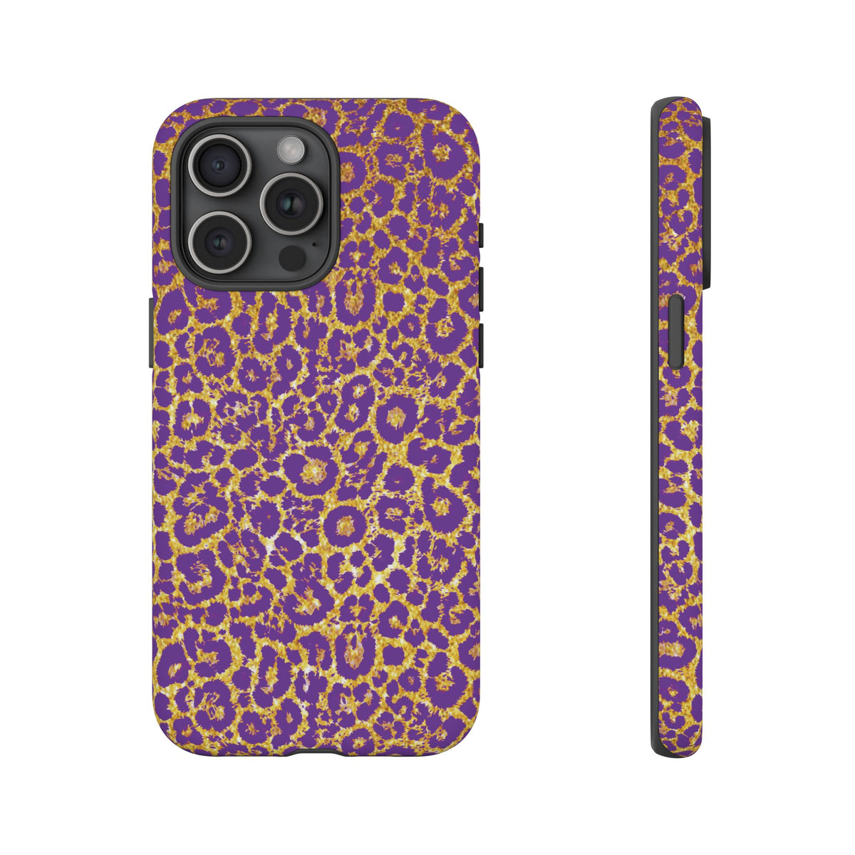 Purple Gold Leopard Tough Phone Case for iPhone, Galaxy, or Google Pixel