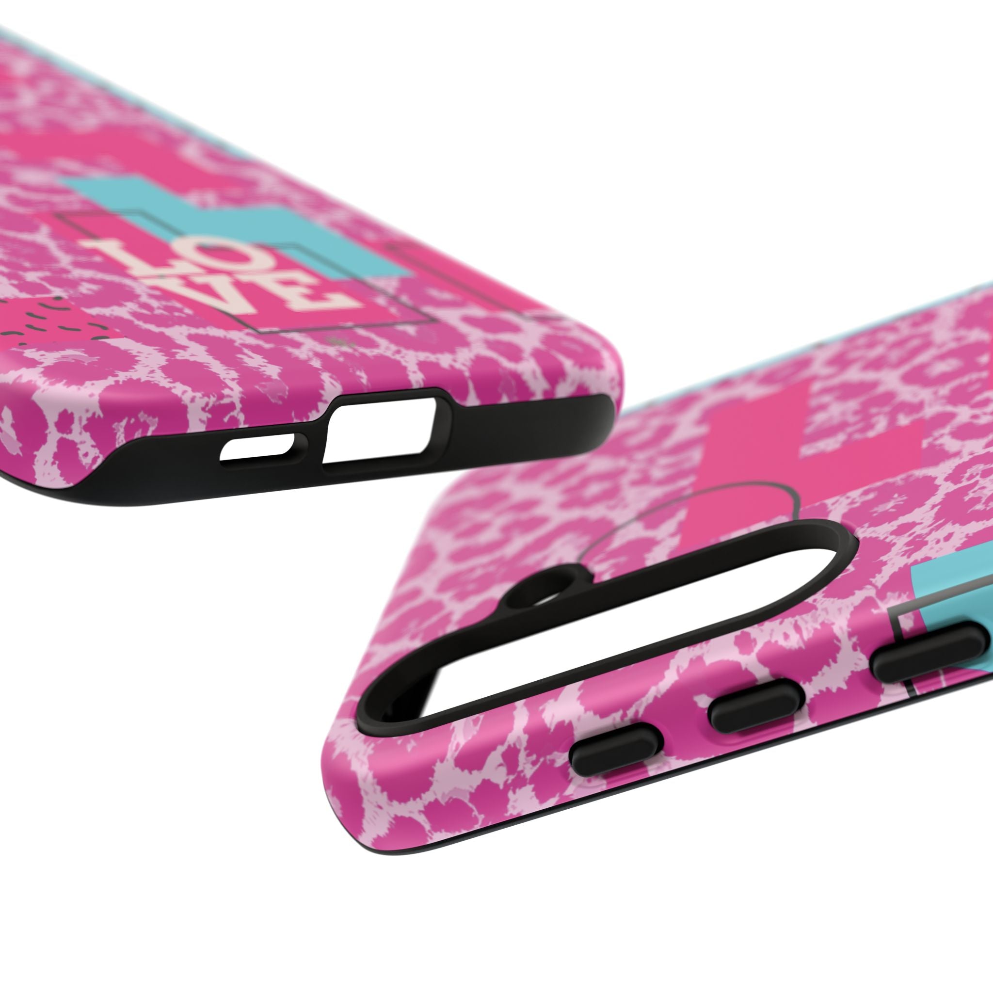 Retro Love Pink Leopard RG Tough Phone Case for iPhone, Galaxy, or Google Pixel