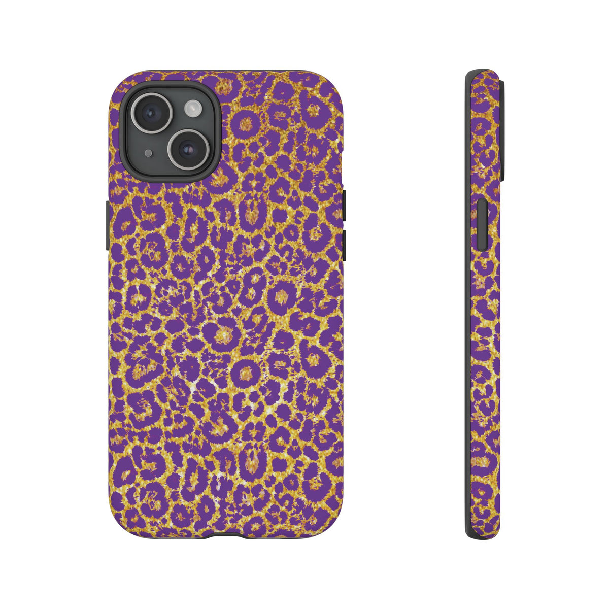 Purple Gold Leopard Tough Phone Case for iPhone, Galaxy, or Google Pixel