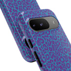Leopard Printed Purple Blue Tough Phone Case for iPhone, Galaxy, or Google Pixel