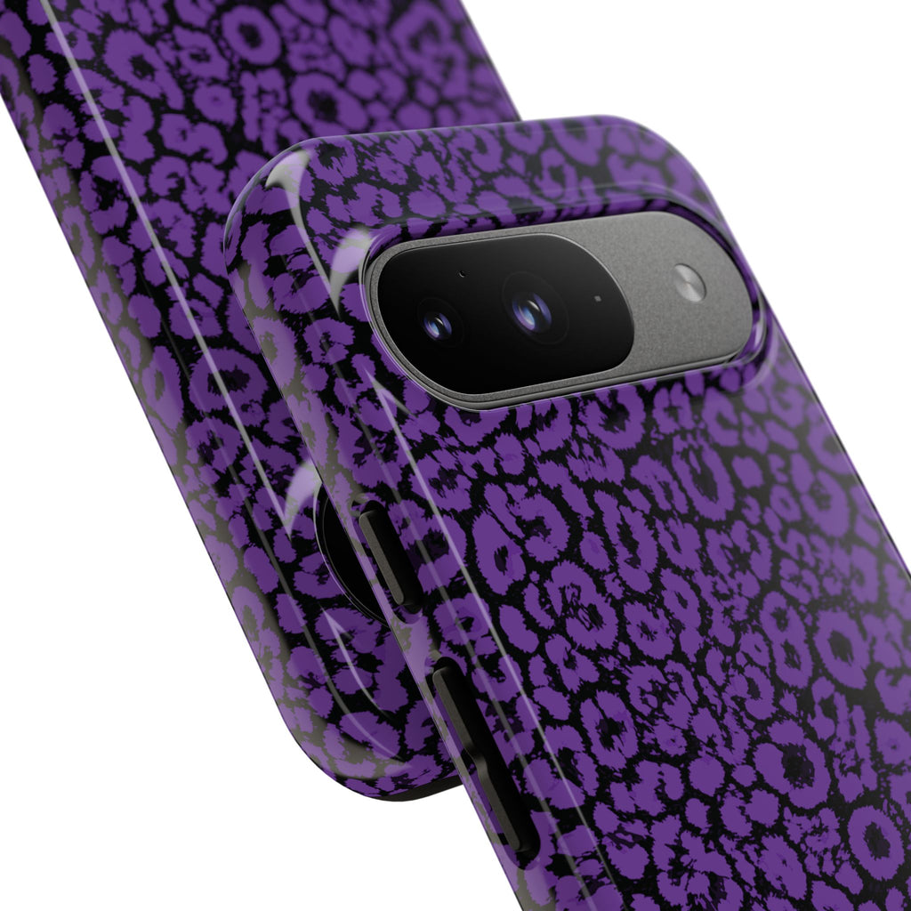 Purple Leopard Tough Case for iPhone, Galaxy or Google Pixel