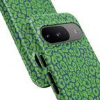 Blue Neon Green  Leopard Tough Phone Case for iPhone, Galaxy, or Google Pixel