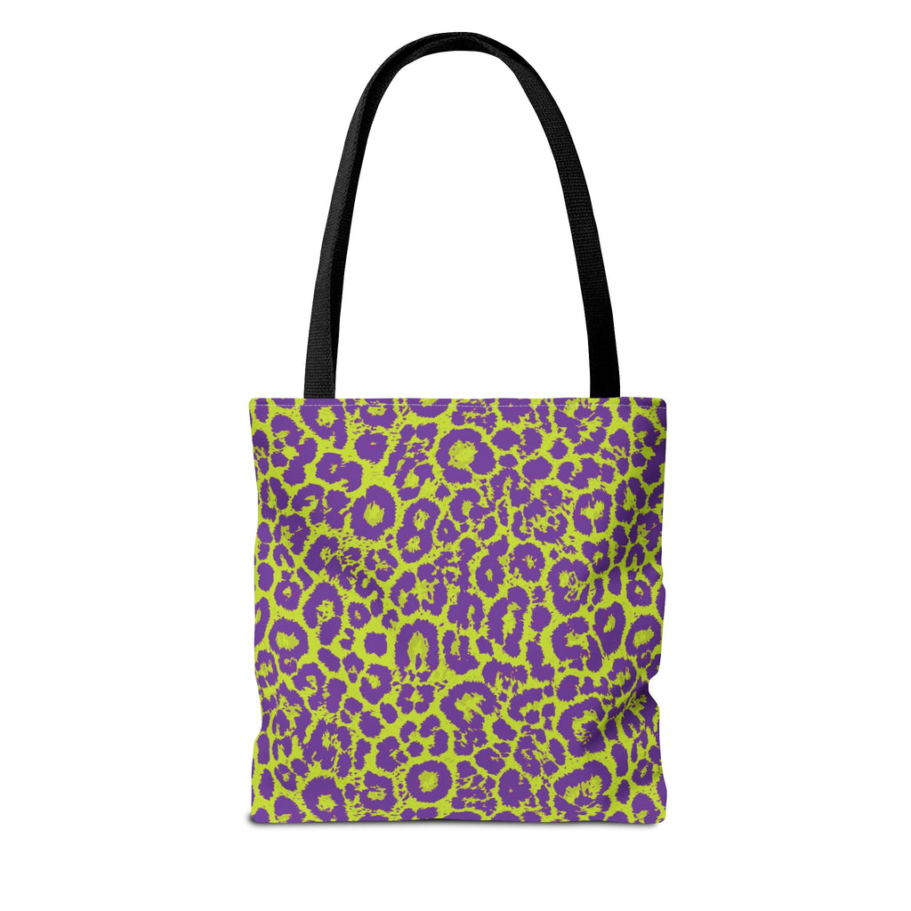 Purple Neon Lime Leopard Tote Bags