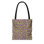 Purple Neon Lime Leopard Tote Bags