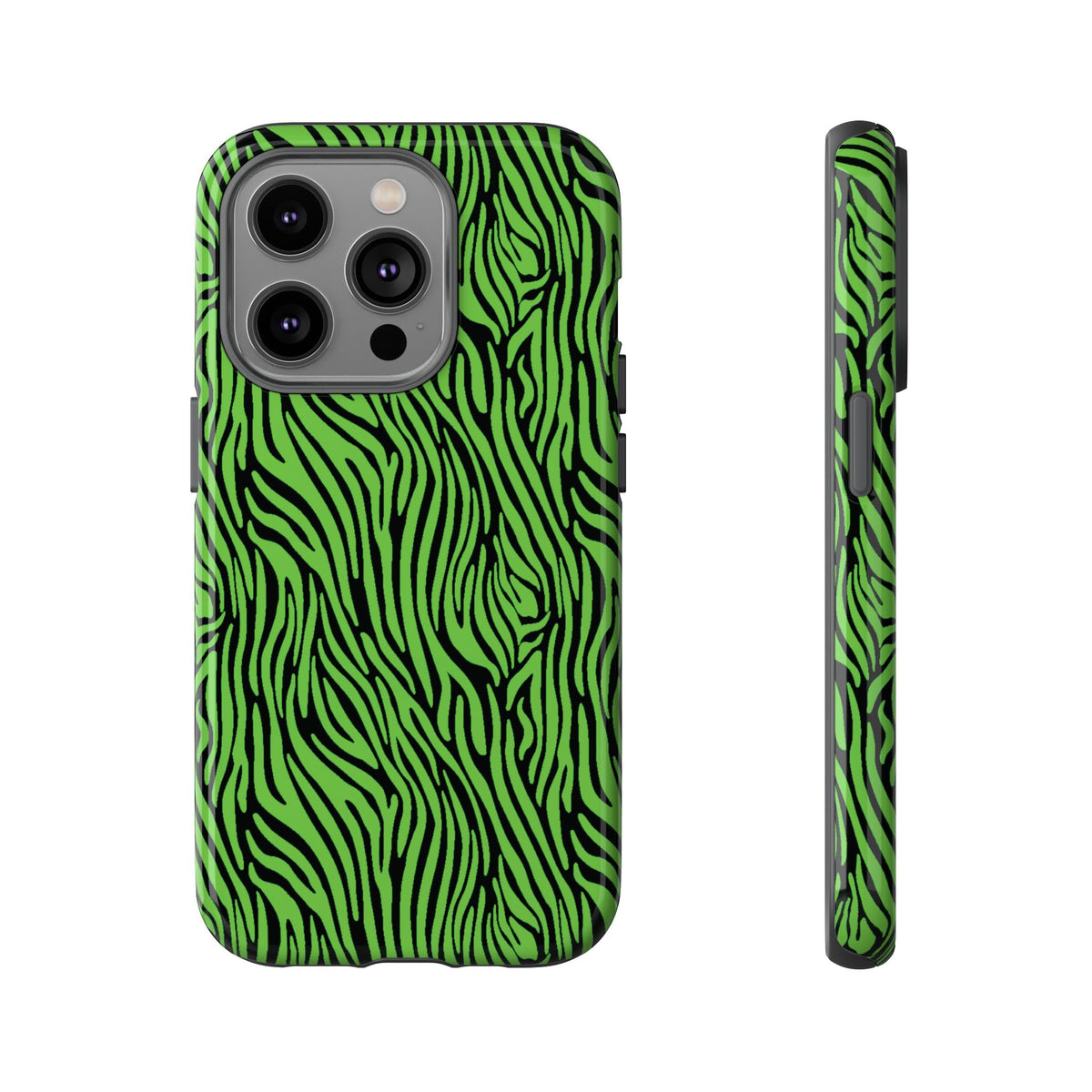 Neon Green Zebra Tough Phone Case iPhone, Galaxy, or Google Pixel