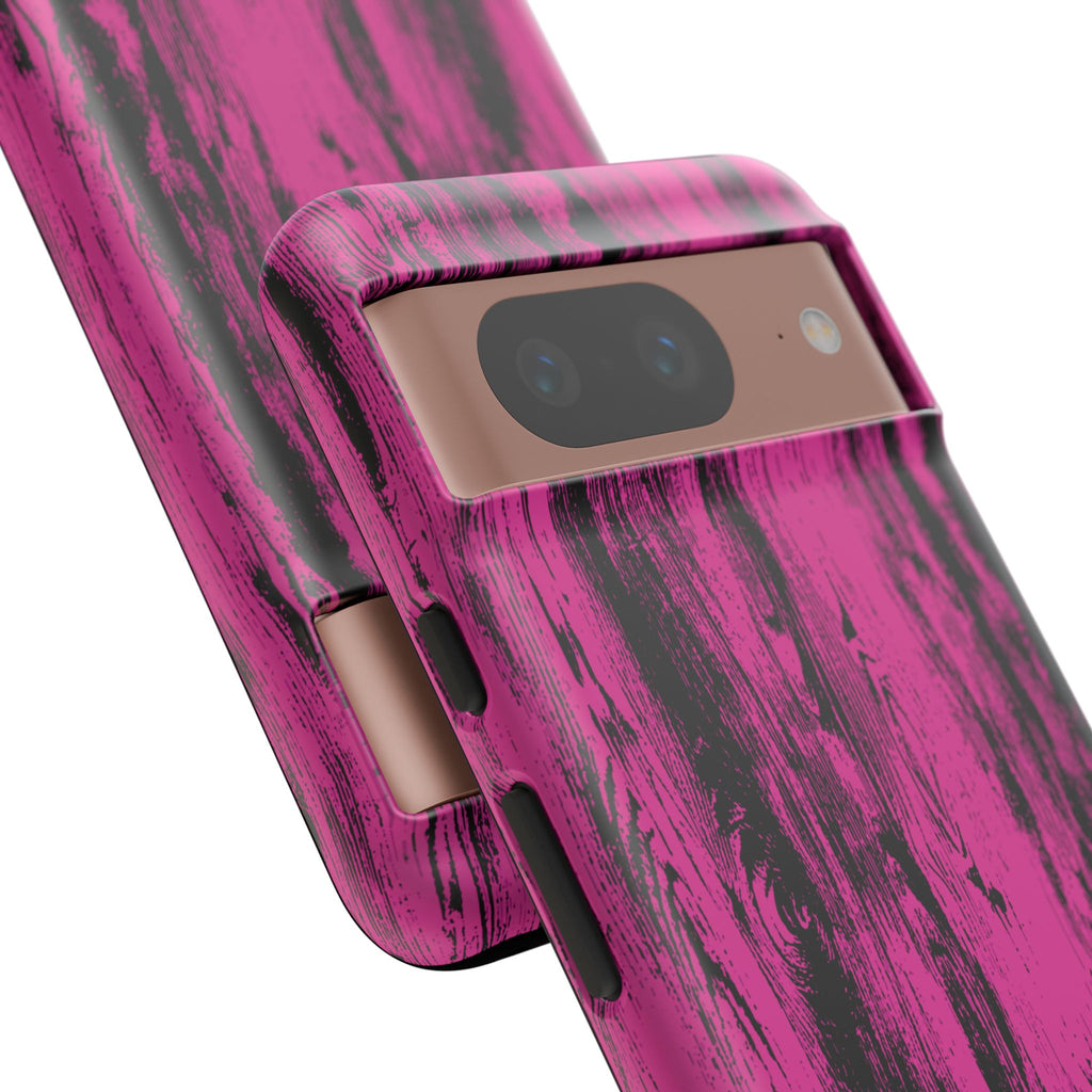 Hot Pink wood print Design Tough Phone Case for iPhone, Galaxy, or Google Pixel