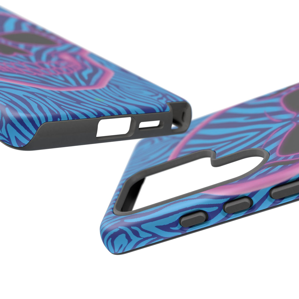Neon Zebra Skull Tough Phone Case for iPhone, Galaxy, or Google Pixel