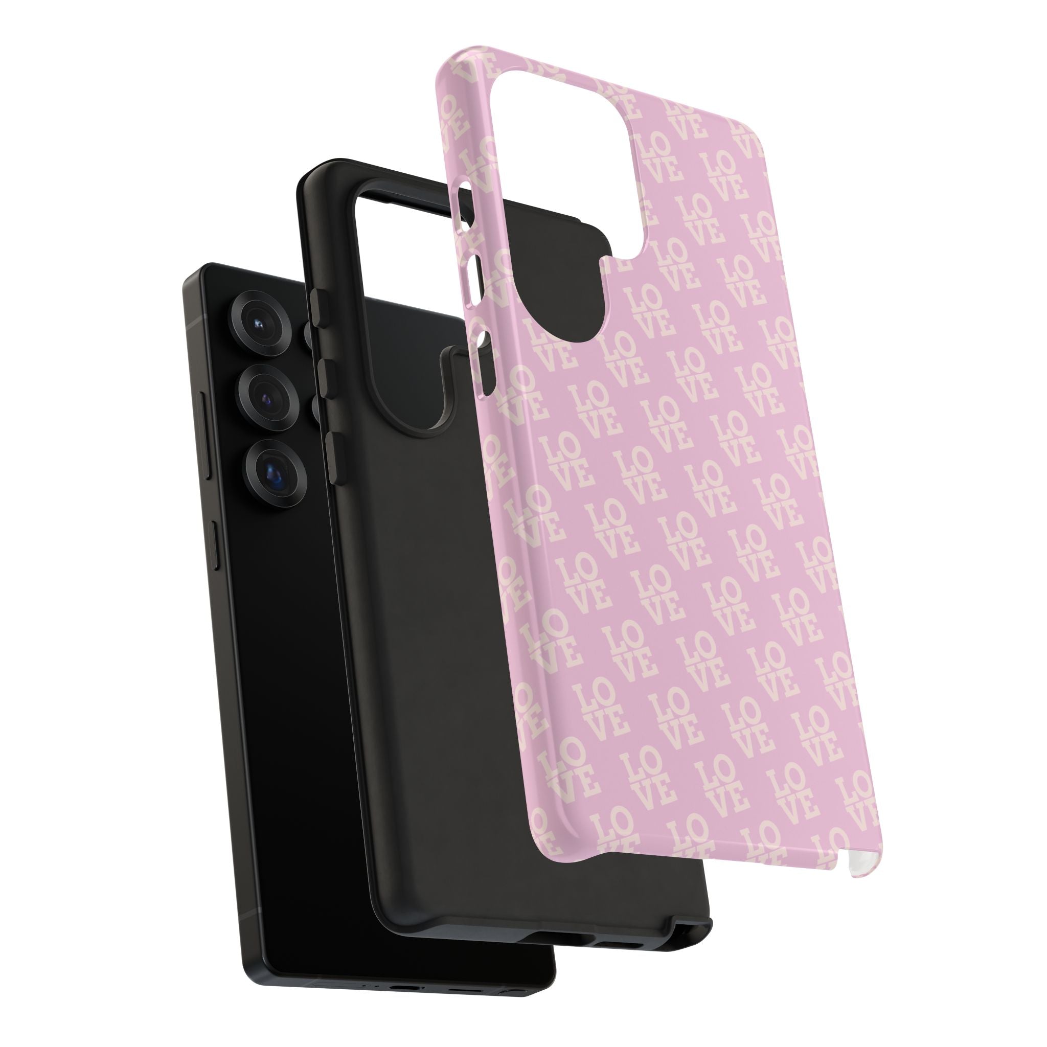 LOVE Pink Tough Phone Case for iPhone, Galaxy, or Google Pixel