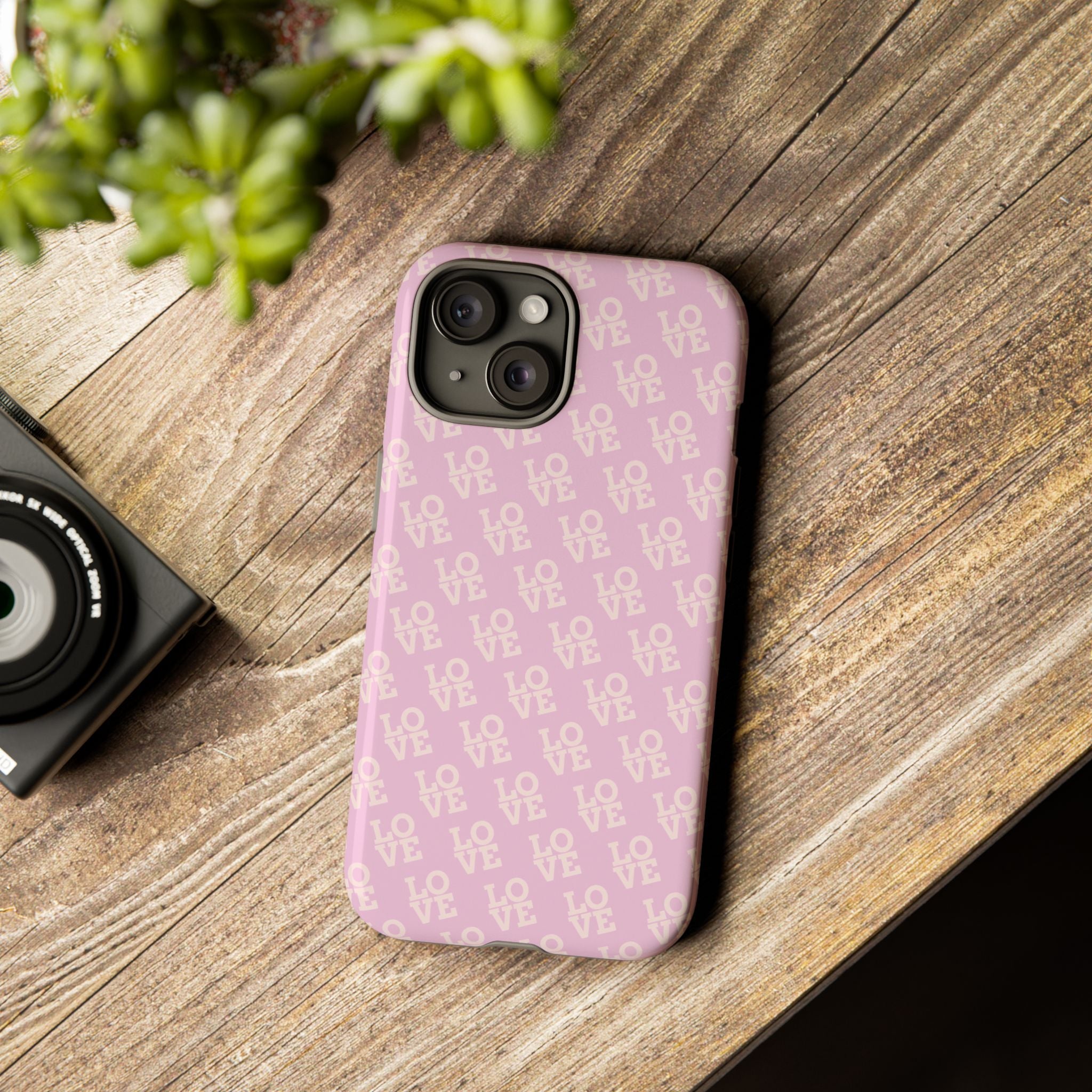 LOVE Pink Tough Phone Case for iPhone, Galaxy, or Google Pixel