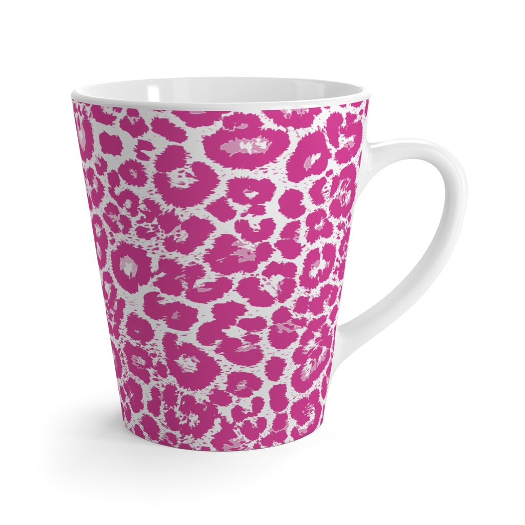 Neon Pink Leopard Print Latte Mug