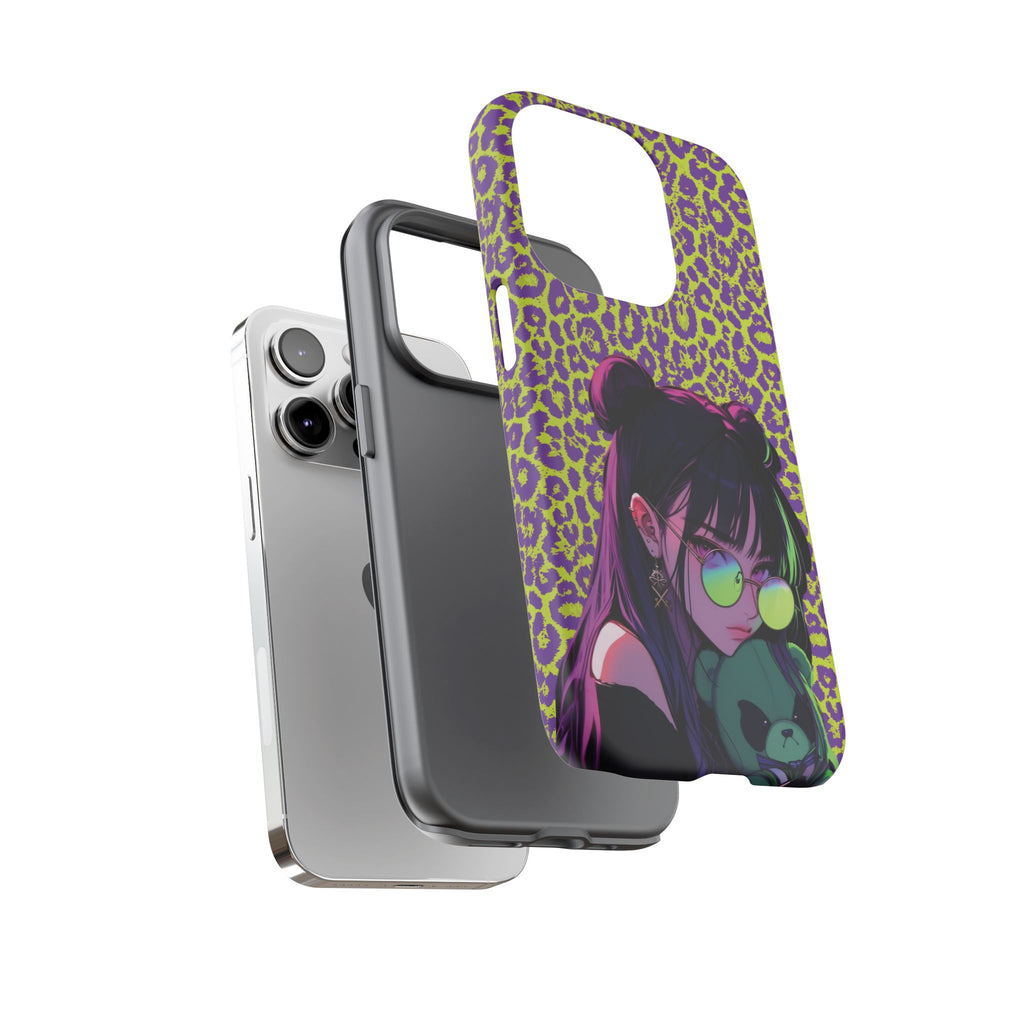 Purple Neon Lime Leopard Kz Tough Case for iPhone, Galaxy, or Google Pixel