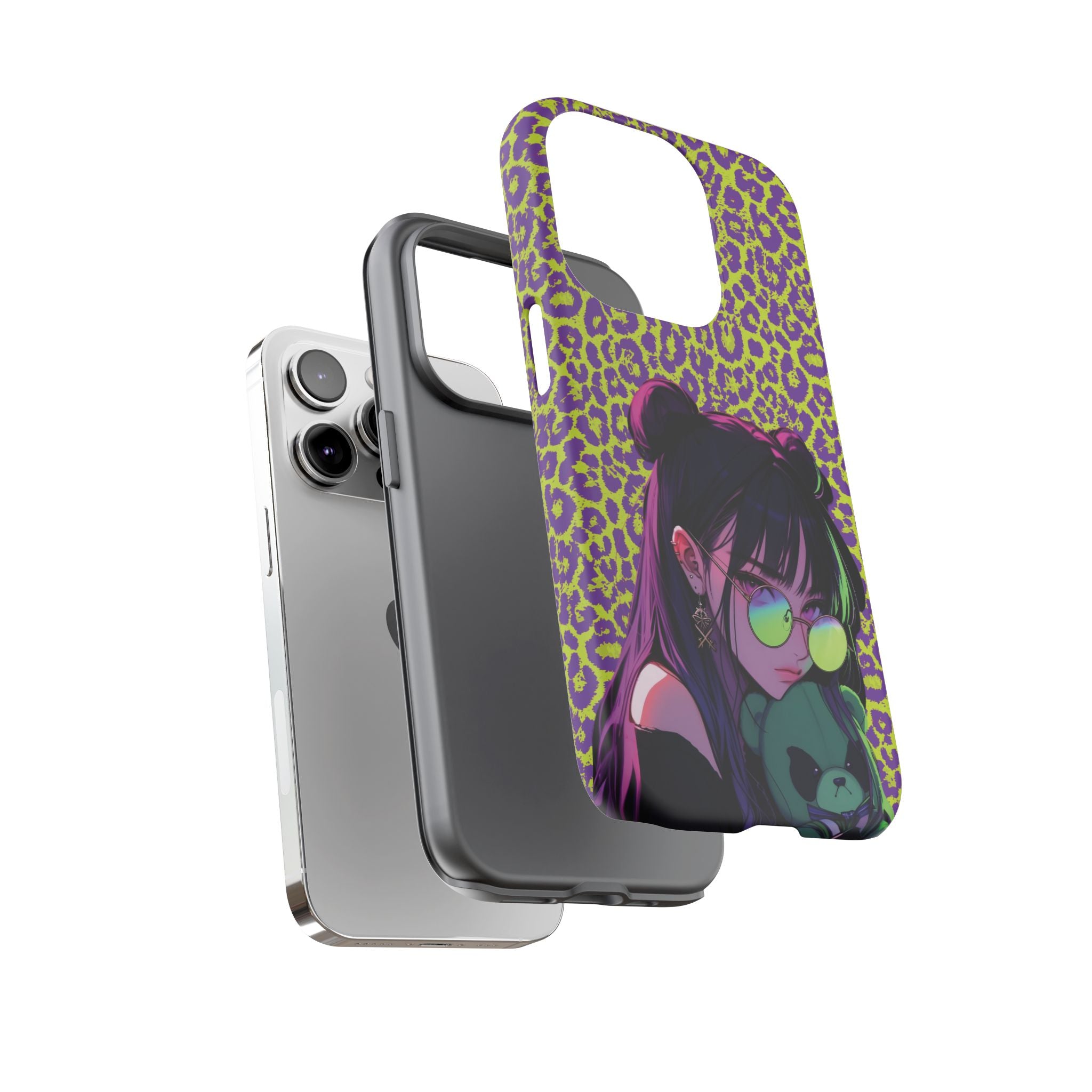 Purple Neon Lime Leopard Kz Tough Case for iPhone, Galaxy, or Google Pixel