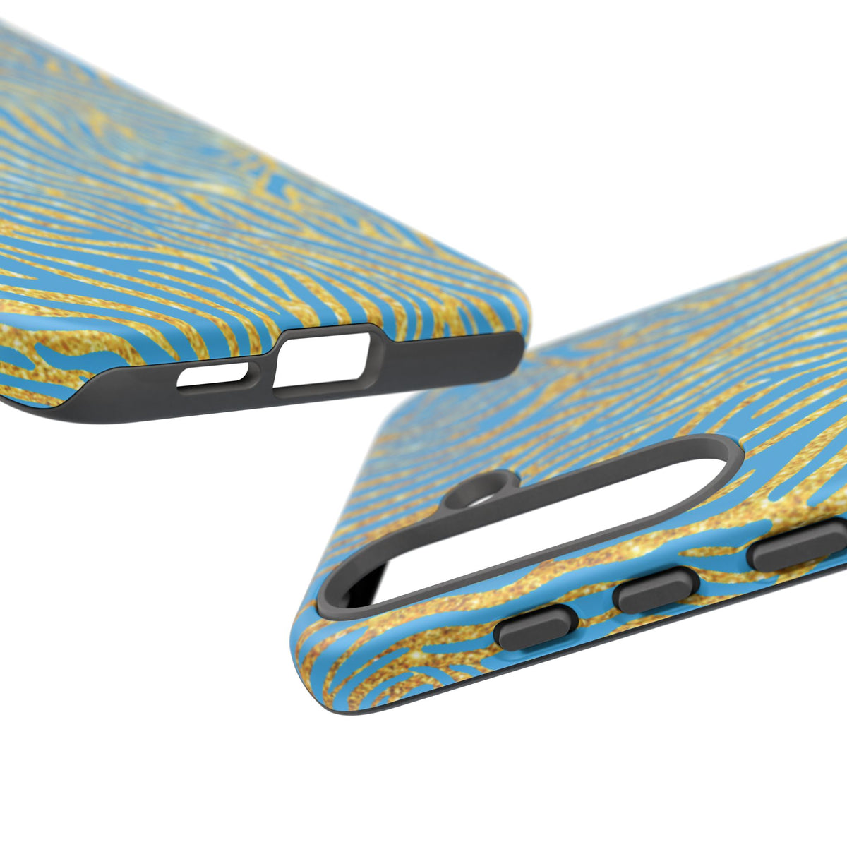 Blue Gold Zebra Tough Case for iPhone, Galaxy, or Google Pixel