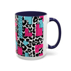 Retro Vibes Love Blocks Leopard Print Coffee Mug Kitchen Decor, Gift