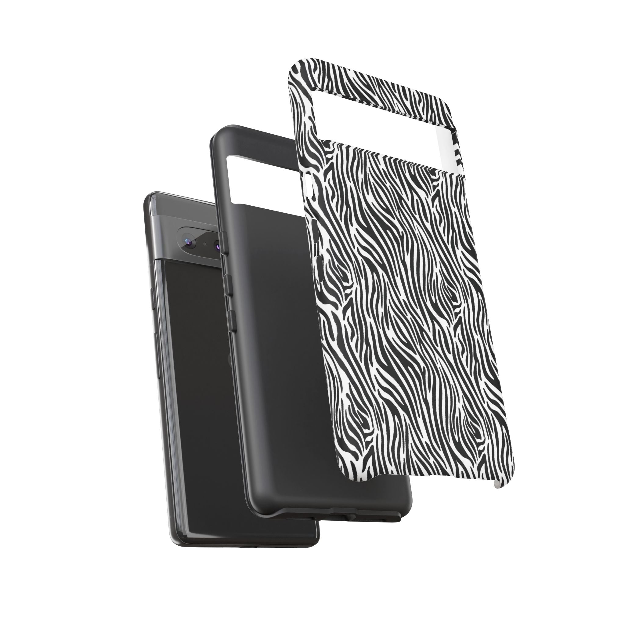 Black and White Zebra Print Tough Case iPhone, Galaxy and Google Pixel