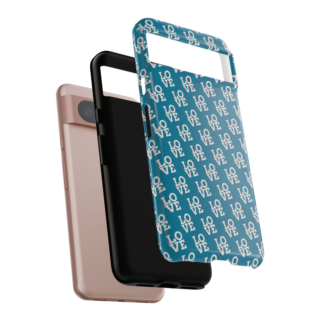 LOVE Teal Green Tough Phone Case iPhone, Galaxy, or Google Pixel