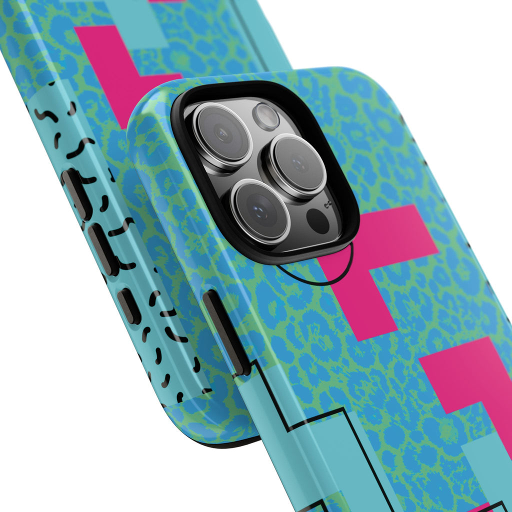 LOVE Aqua Blue Leopard RG Tough Phone Case iPhone, Galaxy, or Google Pixel