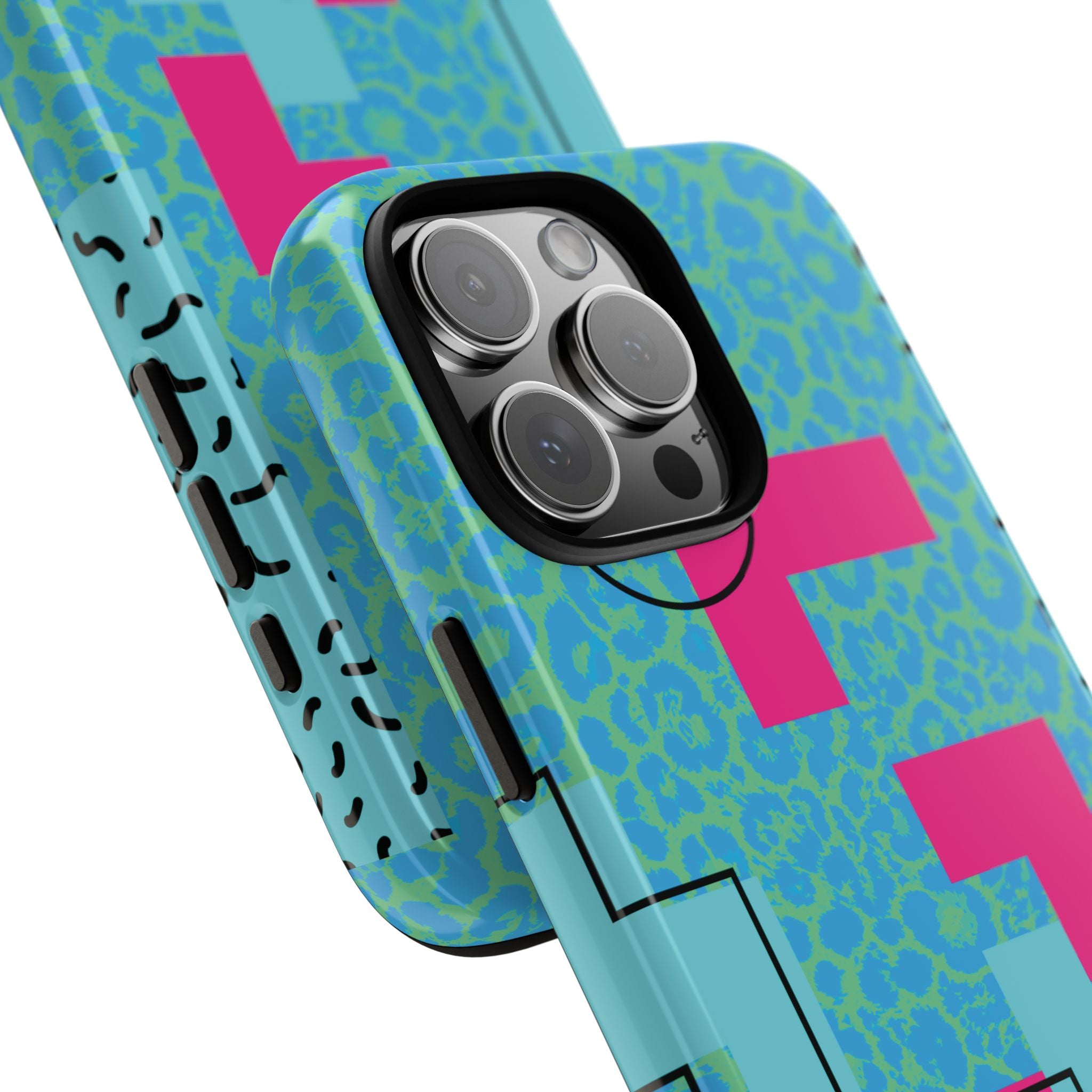 LOVE Aqua Blue Leopard RG Tough Phone Case iPhone, Galaxy, or Google Pixel