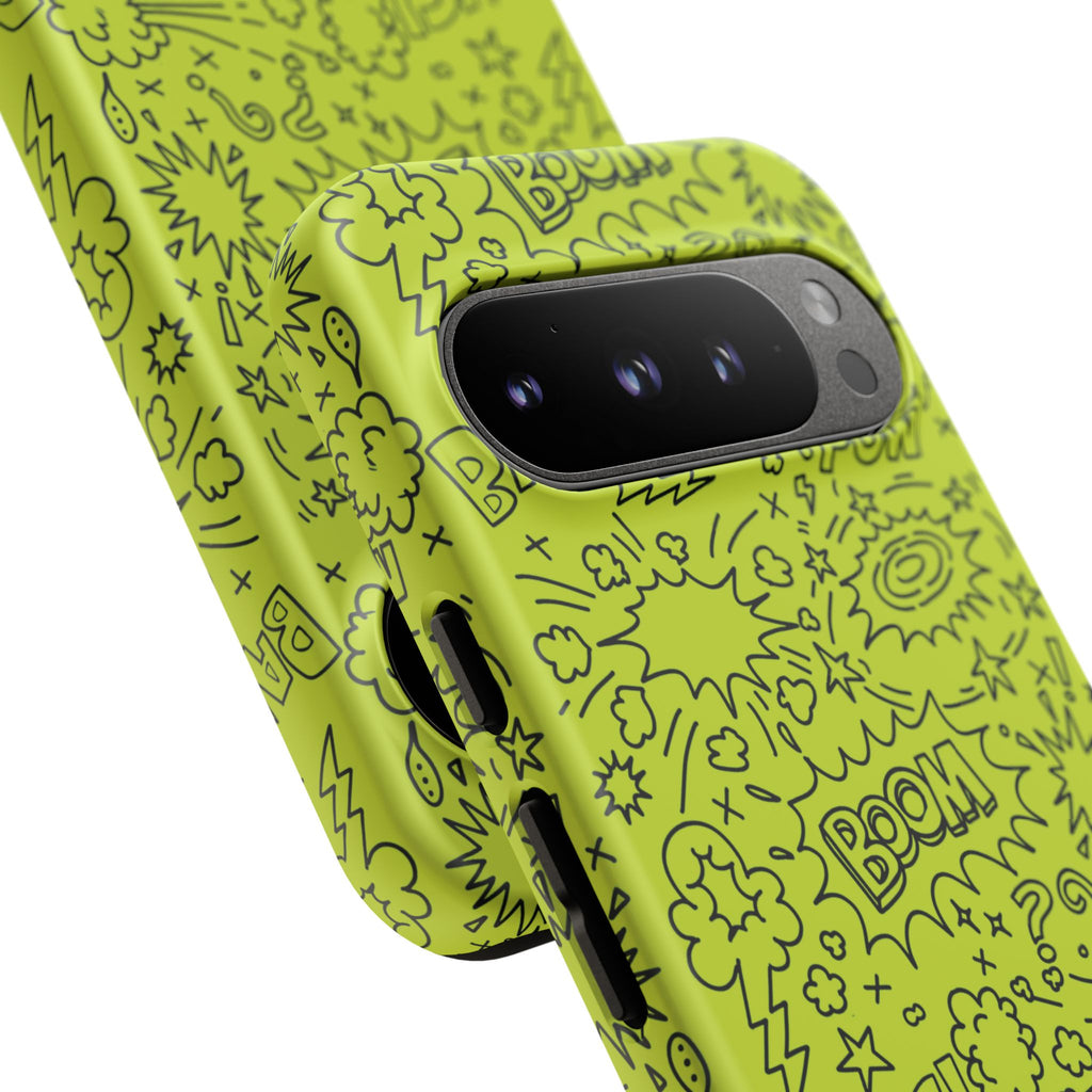 Neon Lime Wow Tough Case for iPhone, Galaxy, or Google Pixel
