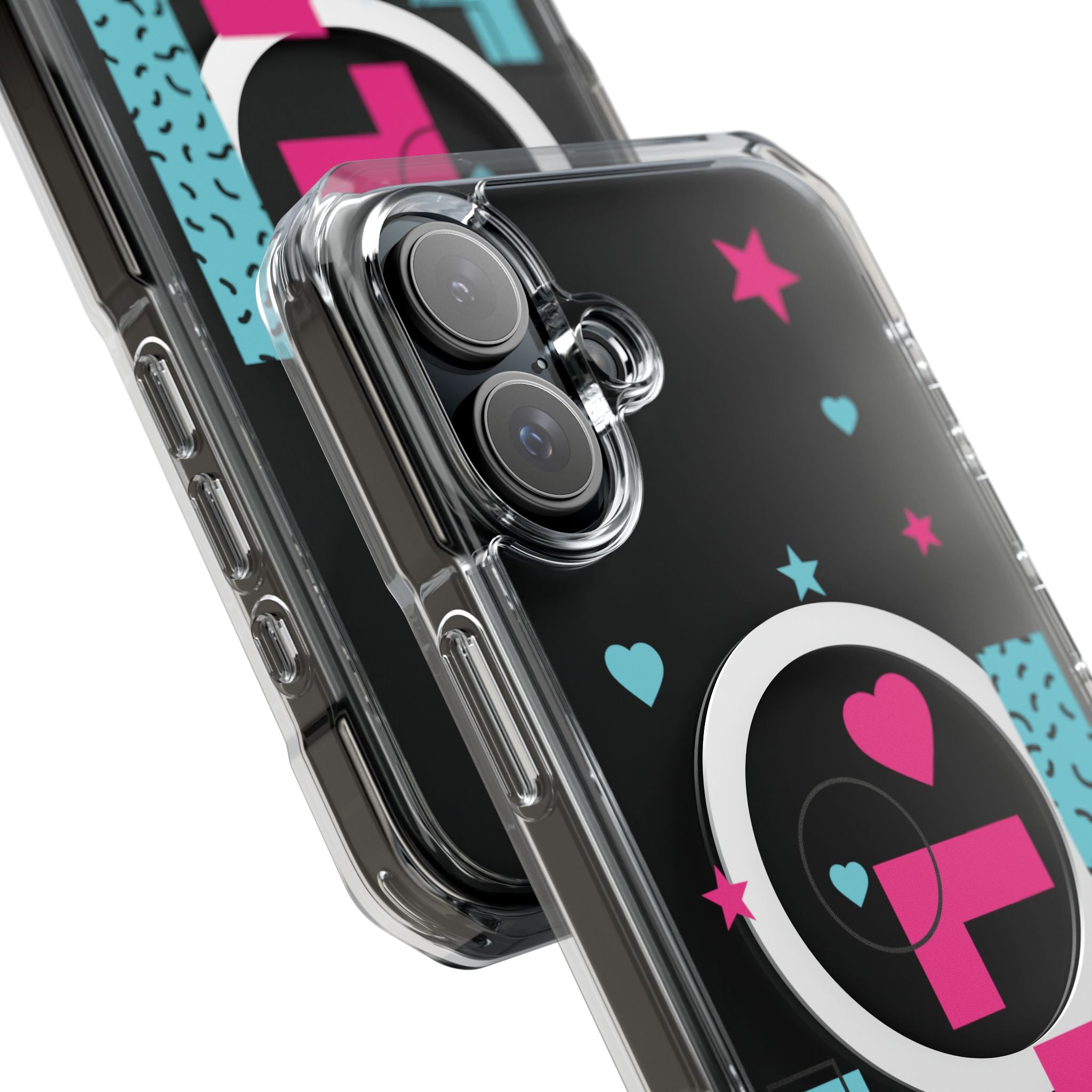 LOVE Retro Blocks Magnetic iPhone 14, 15, 16 Series Clear Impact Cases