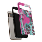 Neon Pink Skeleton Tough Phone Case for iPhone, Galaxy and Google Pixel
