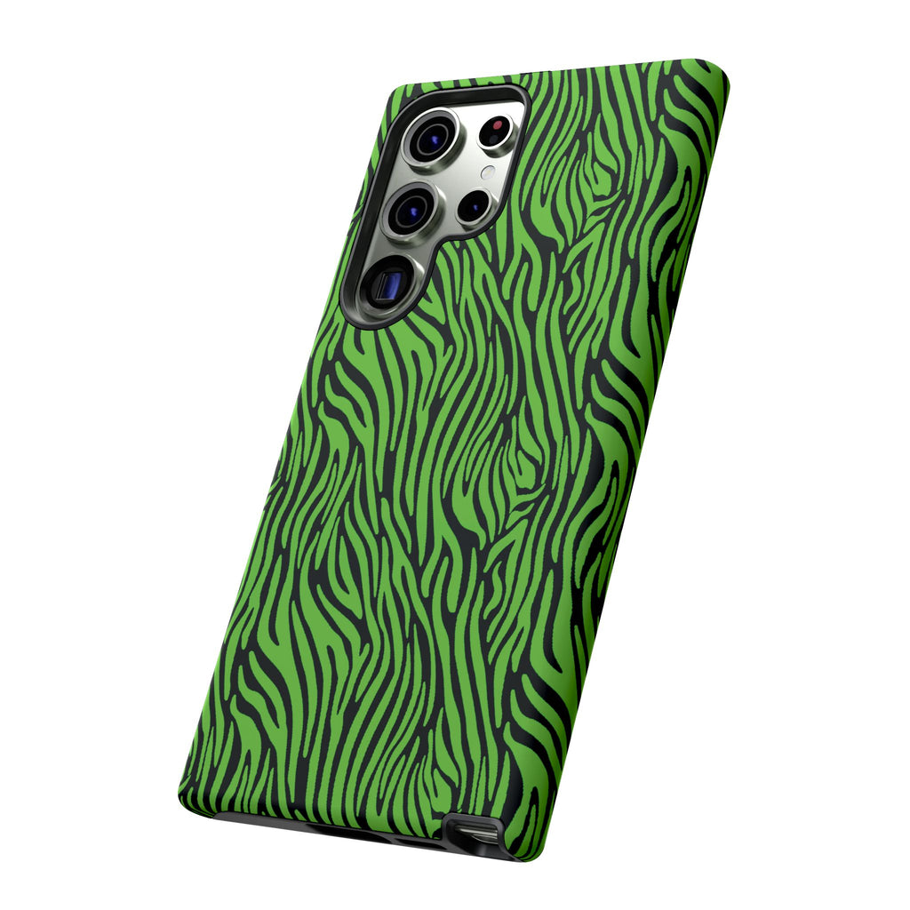 Neon Green Zebra Tough Phone Case iPhone, Galaxy, or Google Pixel