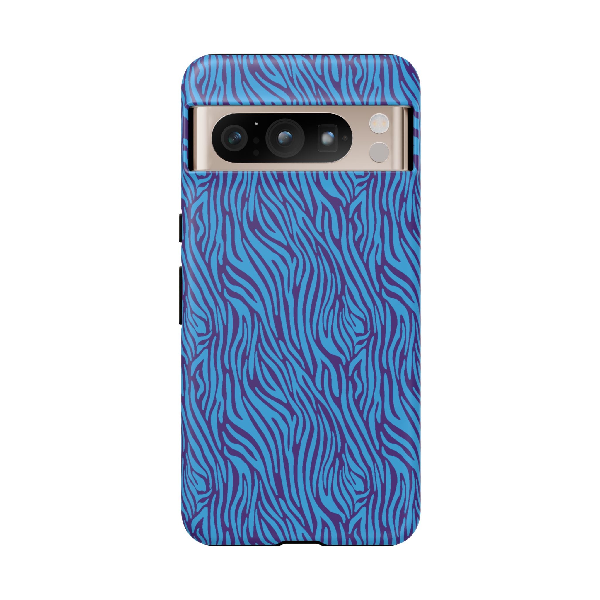 Zebra Print Blue and Purple Tough Case for iPhone, Galaxy or Google Pixel
