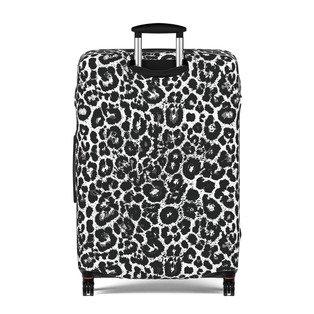 Leopard Print Black and White Luggage Cover