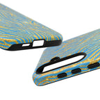 Blue Gold Zebra Tough Case for iPhone, Galaxy, or Google Pixel