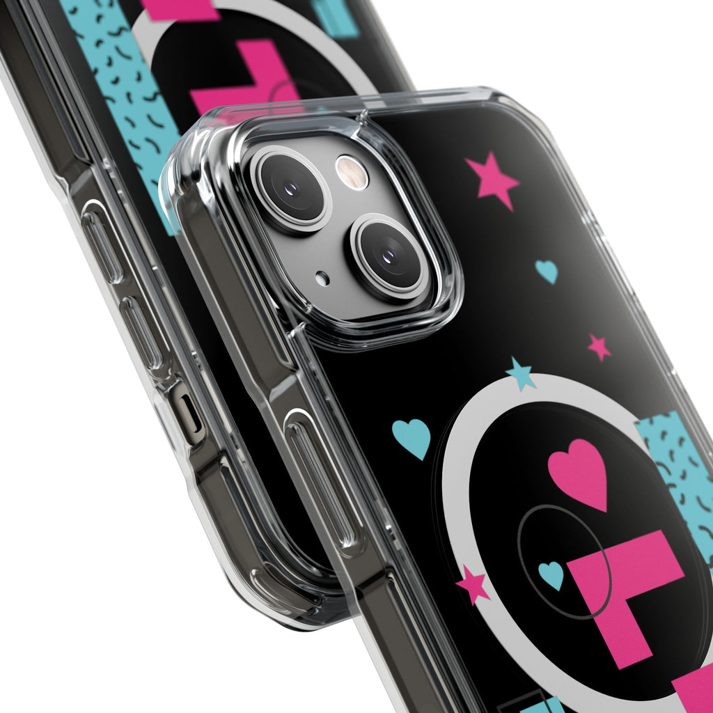 LOVE Retro Blocks Magnetic iPhone 14, 15, 16 Series Clear Impact Cases