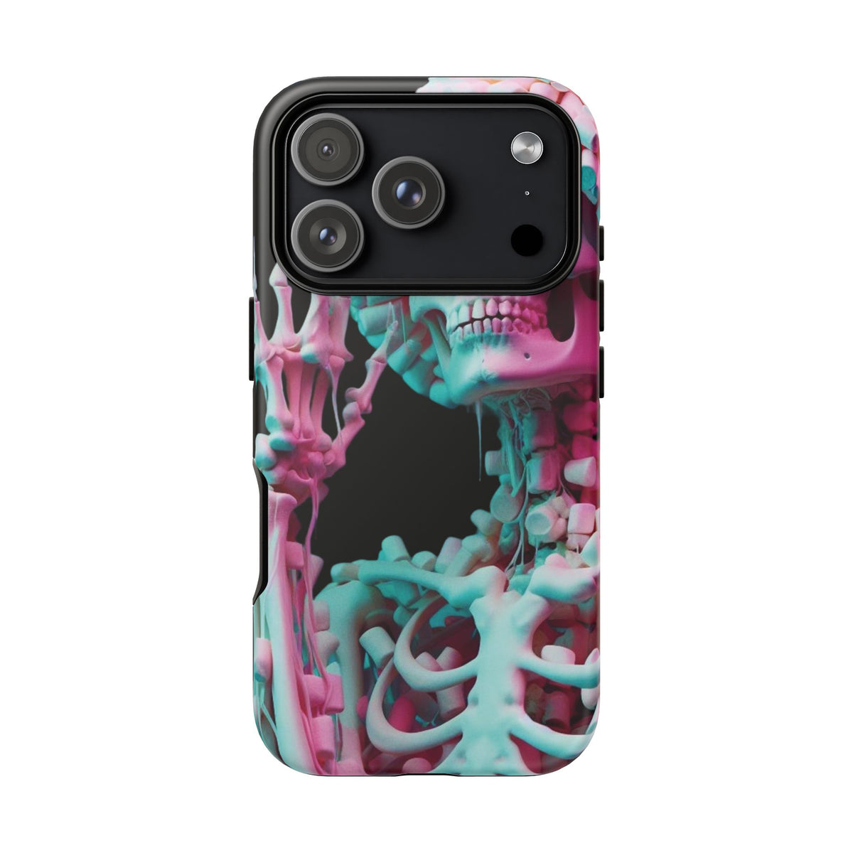 Neon Pink Skeleton (Black) Tough Phone Case for iPhone, Galaxy, or Google Pixel