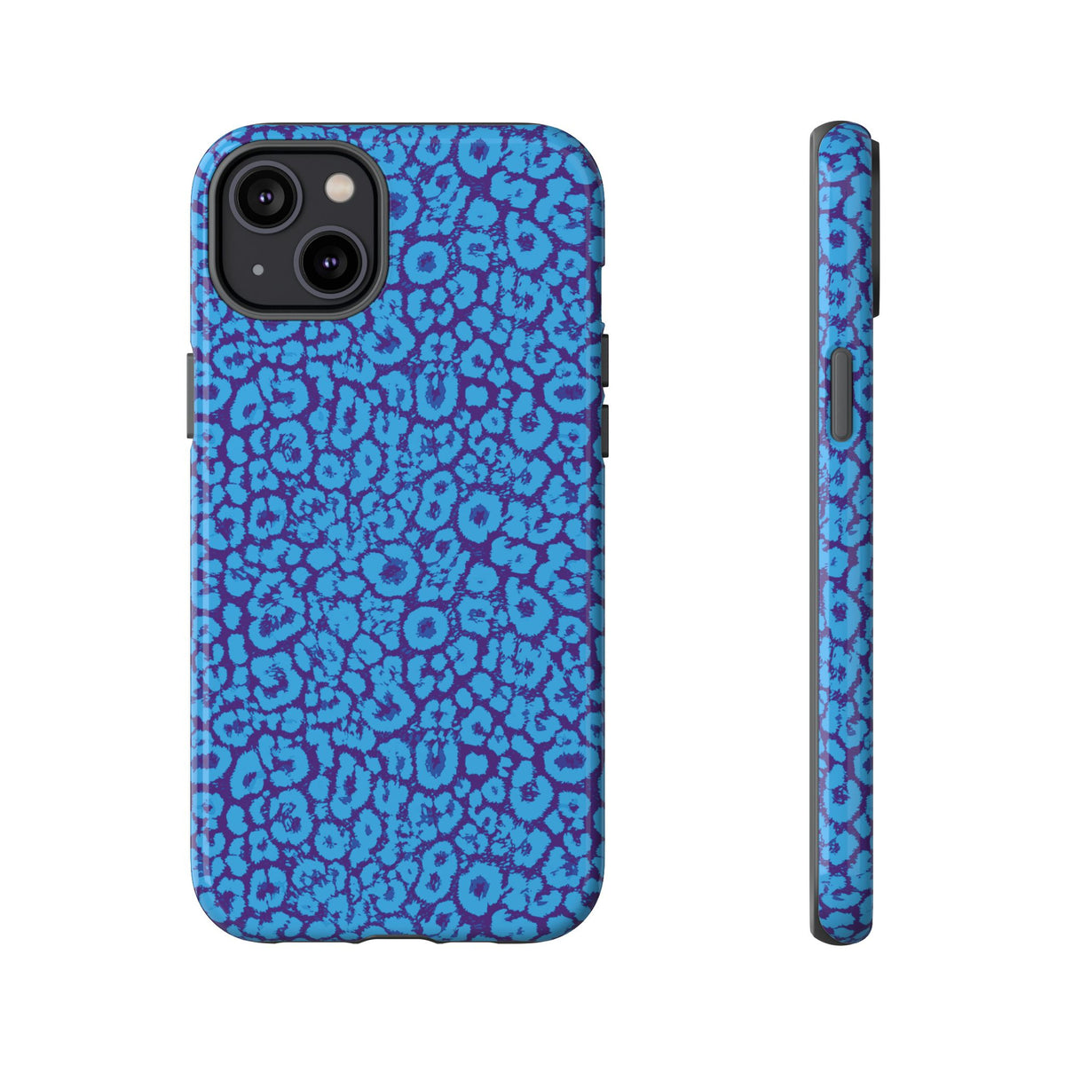 Blue Purple Leopard Tough Phone Case iPhone, Galaxy, or Google Pixel